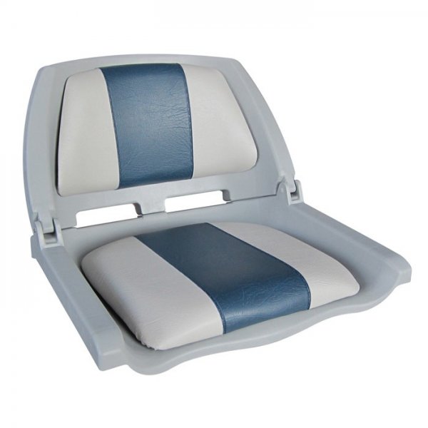 Сиденье пластмассовое складное с подложкой Molded Fold-Down Boat Seat,серо-голубое