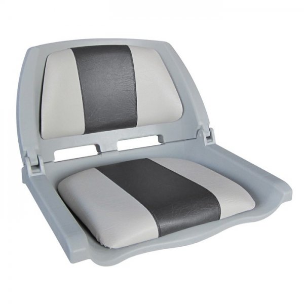 Сиденье пластмассовое складное с подложкой Molded Fold-Down Boat Seat,серо-чёрное